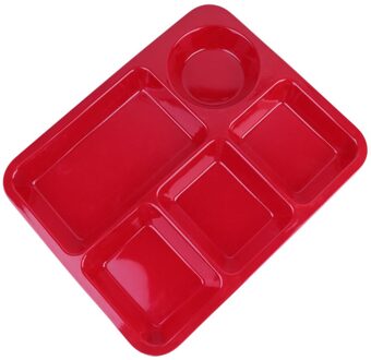 Scheiden Schotel Verdeeld Compartimenten Plaat Anti-Val Rijst Lade Praktische Servies Voor Thuis (Wit) rood