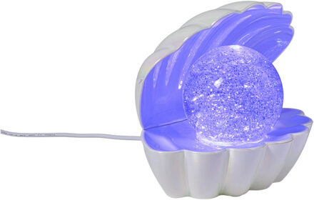 Schelp met glitter parel - wit - 17x15x12 cm