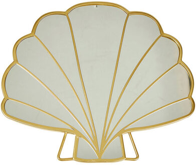 Schelp spiegel - wandspiegel - goud - metaal - 24 x 21 cm