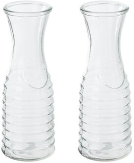 schenk Karaf - 2x - 1 liter - glas - D10 x H26 cm - Met uitlopende hals