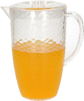 Schenkkan karaf met deksel - kunststof - 2 liter inhoud - transparant - schenktuit