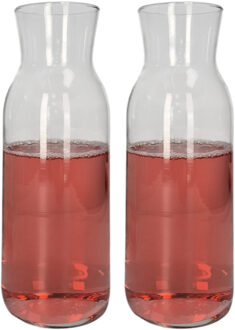 schenkkan/water karaf - 2x - transparant glas - 1200 ml - D9 x H25 cm
