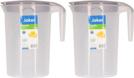 Schenkkan/waterkan - 2x - taupe - 1750 ML - kunststof - 10 x 20 x 22 cm