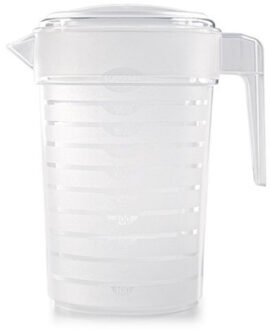 Schenkkan/waterkan met deksel - 1 liter - transparant - kunststof