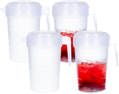 Schenkkan/waterkan met deksel - 5x stuks - 2 liter - transparant - kunststof