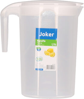 Schenkkan/waterkan - wit - 1750 ML - kunststof - 10 x 20 x 22 cm