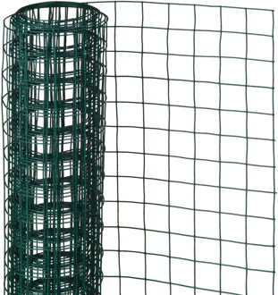 Schermgaas - groen - geplastificeerd staal - 100 x 500 cm - vierkant maaswijdte 25 x 25 mm - Gaas