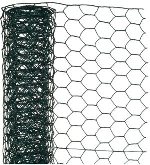 Schermgaas - groen - geplastificeerd staal - 50 x 250 cm - zeskantig maaswijdte 13 x 13 mm - Gaas