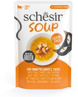 Schesir Cat Soup met tonijn, wortel en pompoen natvoer kat (zakjes) 2 dozen (24 x 40 g)