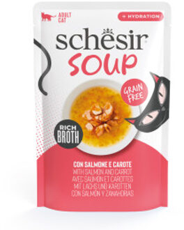 Schesir Cat Soup met zalm en wortel natvoer kat (zakjes) 4 dozen (48 x 40g)
