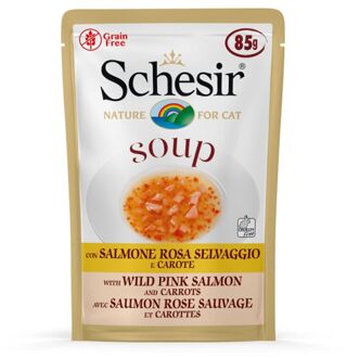 Schesir Katten Soep - Kattennatvoer - Zalm/Wortel - 85 g