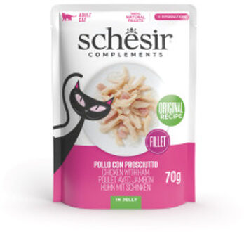 Schesir kip met ham (jelly) natvoer kat (zakjes) 2 dozen (24 x 70 g)
