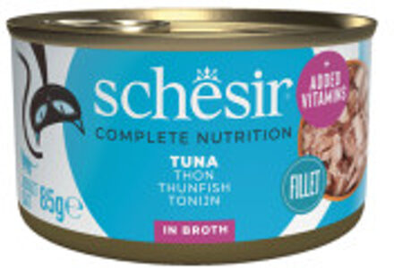 Schesir tonijn (in bouillon) natvoer kat (blikjes) 1 tray (12 x 85 g)