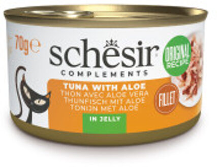 Schesir tonijn met aloë (jelly) natvoer kat (blikjes) 2 trays (24 x 70 g)