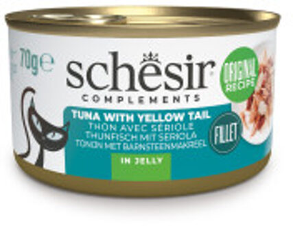 Schesir tonijn met barnsteenmakreel (jelly) natvoer kat (blikjes) 4 trays (48 x 70 g)