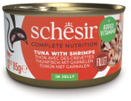 Schesir tonijn met garnalen (jelly) natvoer kat (blikjes) 1 tray (12 x 85 g)