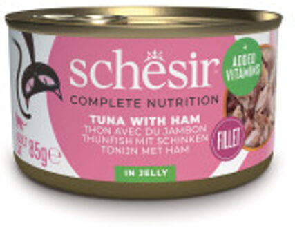 Schesir tonijn met ham (jelly) natvoer kat (blikjes) 4 trays (48 x 85 g)