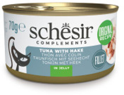 Schesir tonijn met heek (jelly) natvoer kat (blikjes) 1 tray (12 x 70 g)