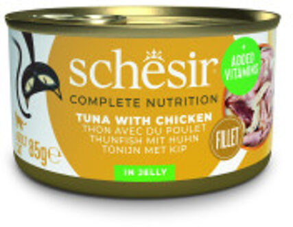 Schesir tonijn met kip (jelly) natvoer kat (blikjes) 4 trays (48 x 85 g)