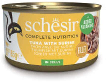 Schesir tonijn met surimi (jelly) natvoer kat (blikjes) 1 tray (12 x 85 g)