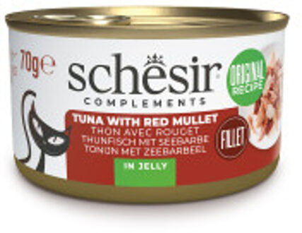 Schesir tonijn met zeebarbeel (jelly) natvoer kat (blikjes) 2 trays (24 x 70 g)