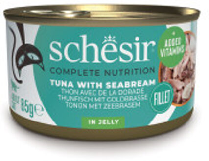 Schesir tonijn met zeebrasem (jelly) natvoer kat (blikjes) 4 trays (48 x 85 g)