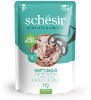 Schesir tonijn met zeebrasem (jelly) natvoer kat (zakjes) 2 dozen (24 x 85 g)