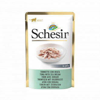 Schesir tonijn met zeebrasem (jelly) natvoer kat (zakjes 85 g) 2 dozen (40 x 85 g)