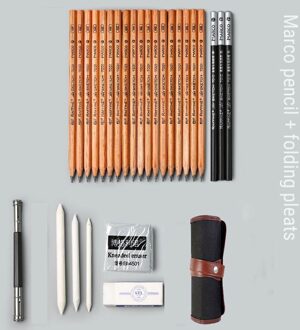 Schets Potlood Set Beginner Tekening Art Soft Medium Harde Houtskool Professionele Student Schetsen Gereedschap Kunst Levert Marco Button stijl