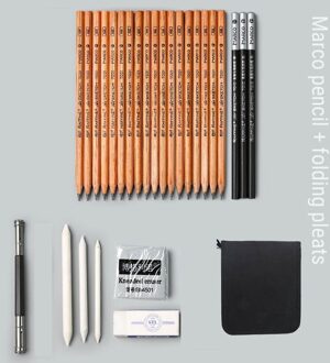 Schets Potlood Set Beginner Tekening Art Soft Medium Harde Houtskool Professionele Student Schetsen Gereedschap Kunst Levert Marco Folding stijl