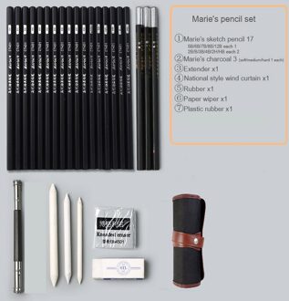 Schets Potlood Set Beginner Tekening Art Soft Medium Harde Houtskool Professionele Student Schetsen Gereedschap Kunst Levert Maries Button stijl