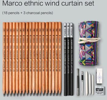 Schets potlood set professionele schets tekening tool log schilderen potlood potlood tas schilder school student art supplies marco national styl