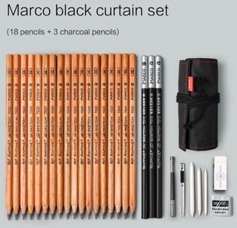 Schets potlood set professionele schets tekening tool log schilderen potlood potlood tas schilder school student art supplies marco zwart curtain