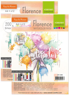 Schetsboek - 2x - aquarel papier - A4 formaat - 21 x 30 cm - 12 vellen - 200 gram