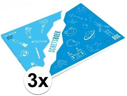 Schetsboek - 3x - A4 formaat - tekenboek met 80 vellen - 21 x 29,7 cm - tekenen