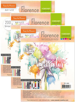 Schetsboek - 3x - aquarel papier - A4 formaat - 21 x 30 cm - 12 vellen - 200 gram
