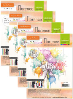 Schetsboek - 4x - aquarel papier - A4 formaat - 21 x 30 cm - 12 vellen - 200 gram