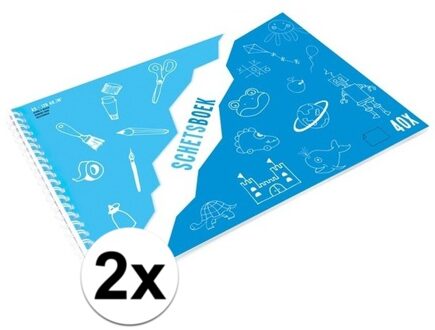 Schetsboek A3 - 2x - 40 vellen - wit papier - 42 x 30 cm - tekenboek