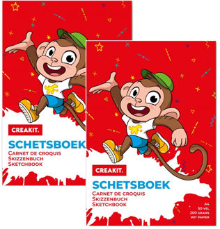 Schetsboek A4 papier - 2x - 50 vellen - Tekenboeken A4 papier - groot formaat - Tekeningen maken