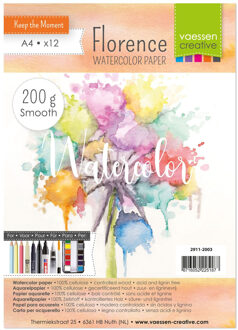 Schetsboek - aquarel papier - A4 formaat - 21 x 30 cm - 12 vellen - 200 gram Wit