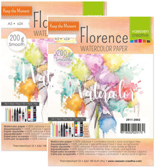 Schetsboek Aquarelpapier - 2x - 24 Vellen - 200 g - A5 Formaat - 21 x 15 cm