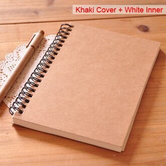 Schetsboek Dagboek Tekening Schilderen Graffiti Kleine 12*18Cm Soft Cover Blanco Papier Notebook Memo Pad School Office Pads briefpapier khaki-wit Inner