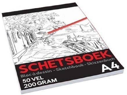 Schetsboek/tekenboek A4 formaat - wit papier - 50 vellen - 200 grams