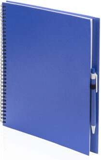 Schetsboek/tekenboek blauw A4 formaat 80 vellen inclusief pen