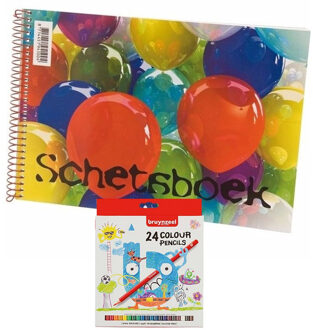 Schetsboek wit papier A4 formaat incl 24 potloden - Schetsboeken