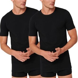 Schiesser 2 stuks 95-5 Organic Cotton Crew Neck * Actie * Zwart,Wit - Small,Medium,Large,X-Large,XX-Large