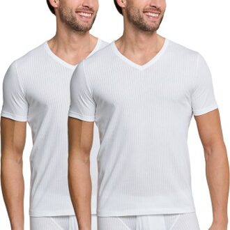 Schiesser 2 stuks Authentic Short Sleeved Shirts V-neck Wit - Small