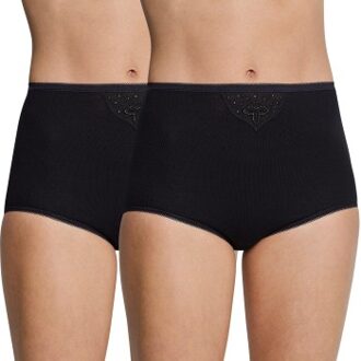 Schiesser 2 stuks Essentials Cotton Maxi Embroidery * Actie * Zwart,Wit - Small,Medium,Large,X-Large,XX-Large,3XL,36,38,40,42,44,46,48,4XL,50,5XL