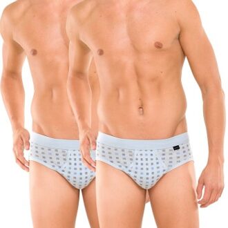 Schiesser 2 stuks Essentials Sport Briefs With Fly Wit,Blauw - Medium,Large,X-Large,XX-Large
