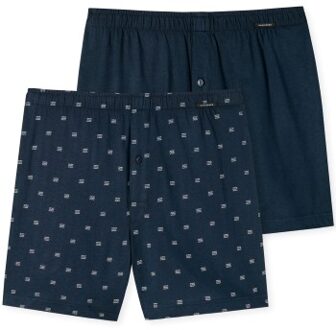 Schiesser 2 stuks Fun Print Boxershorts Versch.kleure/Patroon,Blauw,Groen - Small